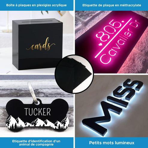 10 plaques acryliques noires semi-transparentes pour gravure et découpe laser, routeur CNC, bricolage et artisanat