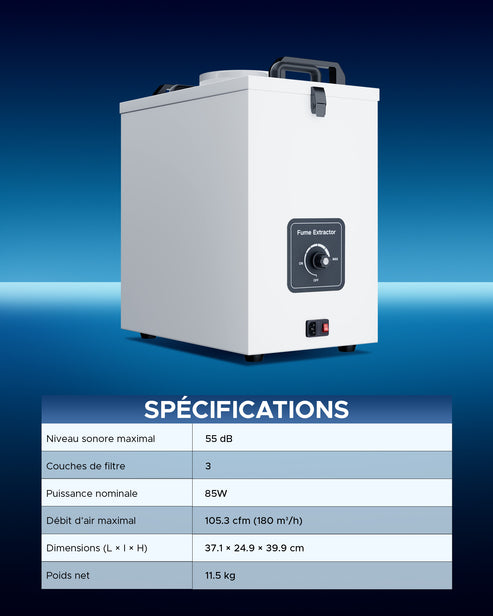 Extracteur de fumée 85W avec filtre 2 couches pour découpeuse laser | LSP-0080