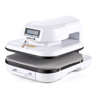 Presse à chaud automatique OMTech DTF 38 × 38 cm avec ouverture automatique, guidage laser et plateau coulissant