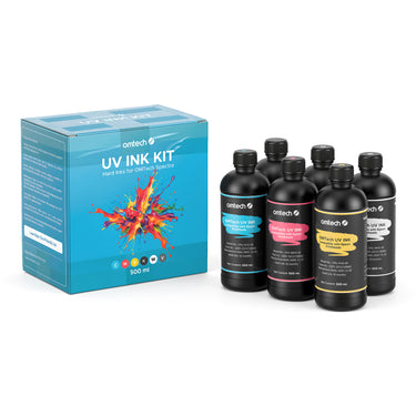 Kit d'encre UV rigide OMTech 500 ml – Lot de 6 (CMYKWV)